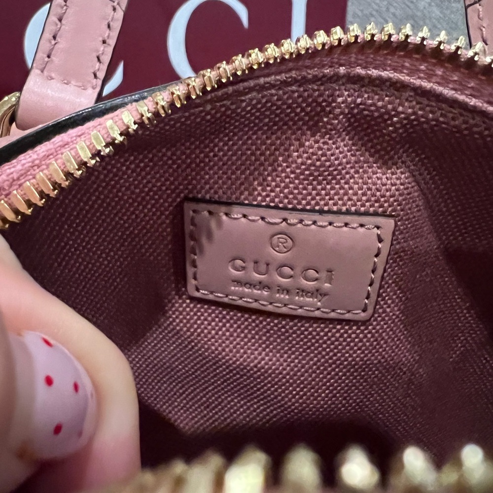 Sold not available Gucci GG Super Mini Blush Pink Leather Crossbody Bag - Picture 10 of 14
